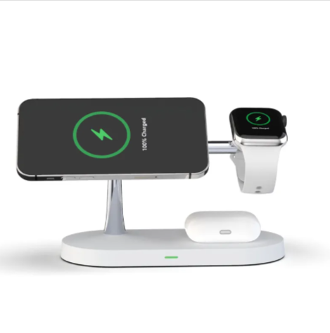 5-in-1 Magnetic Wireless Charging Station with Phone & Watch Stand | 15W Fast Charger