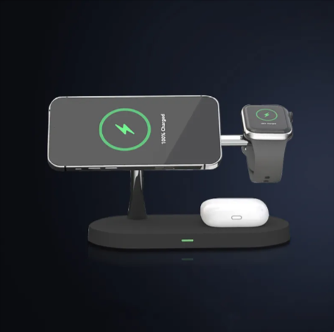 5-in-1 Magnetic Wireless Charging Station with Phone & Watch Stand | 15W Fast Charger