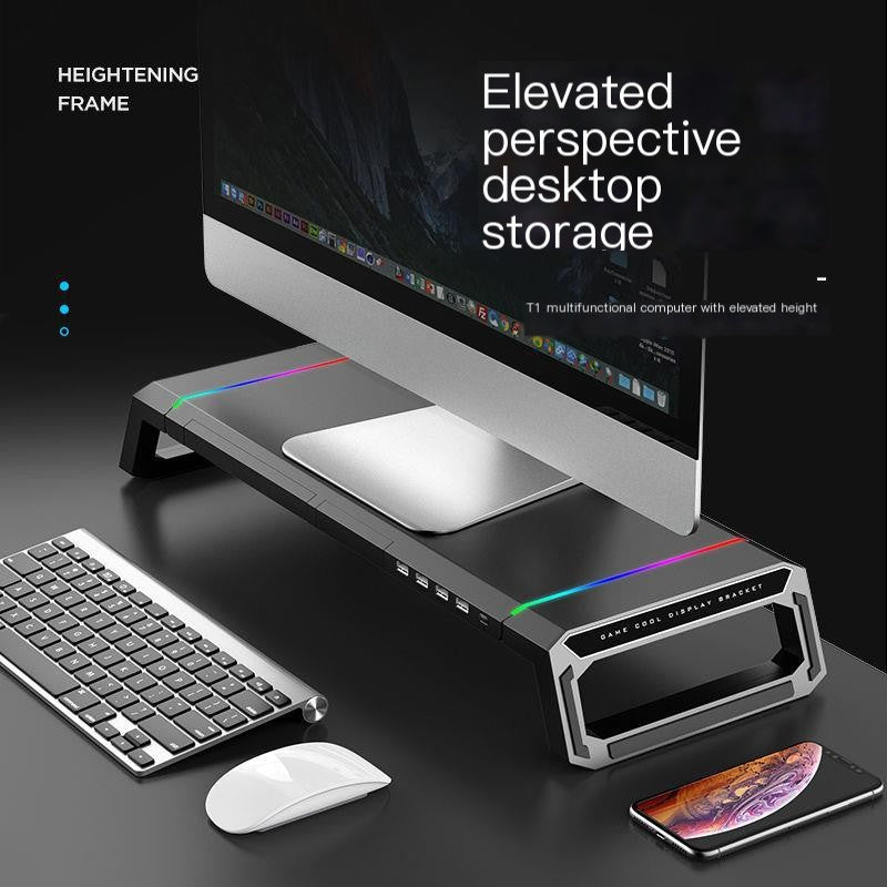 Multi-Functional Monitor Stand with USB Hub & Desk Organizer