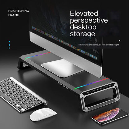 Multi-Functional Monitor Stand with USB Hub & Desk Organizer