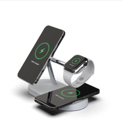 5-in-1 Magnetic Wireless Charging Station with Phone & Watch Stand | 15W Fast Charger