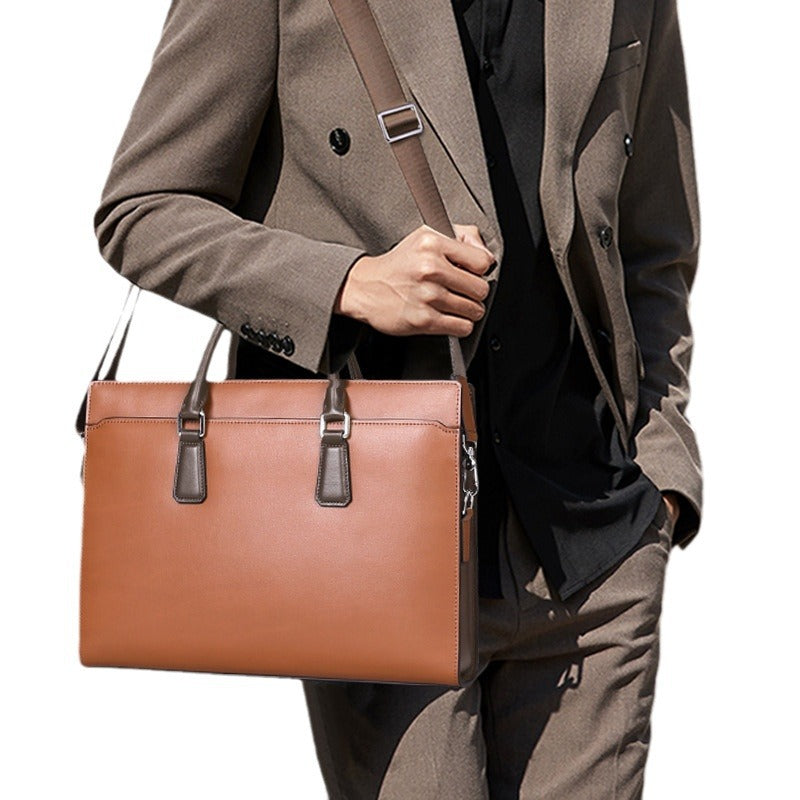 Men's Leather Anti-Theft Briefcase with Password Lock