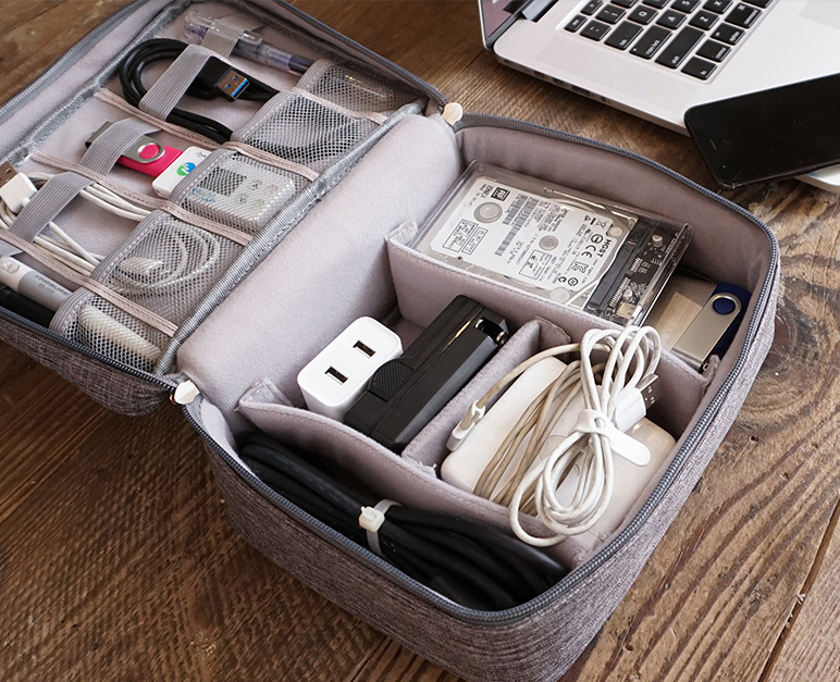 Portable Tech Organizer Bag for Cables, Chargers & Electronics
