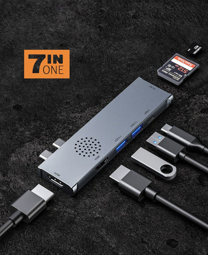 7-in-1 USB-C Multiport Adapter Pro Slim | Dual HDMI 4K Docking Station